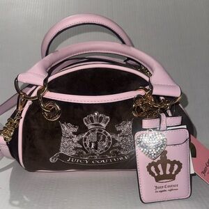 Viral Juicy Couture Pink and Brown Scottie satchel bag BNWT